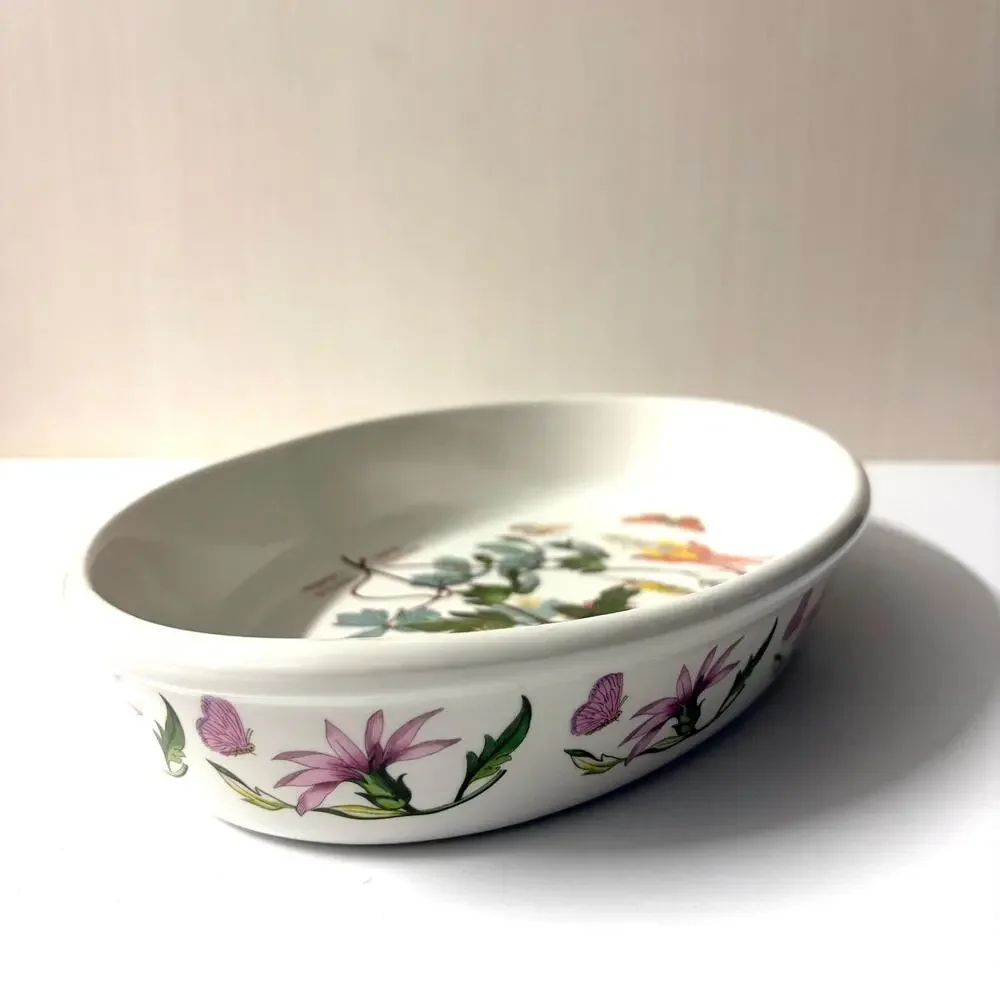 Portmeirion Botanic Garden Oval Baking Dish Aquilegia Slender Gracilis Columbine